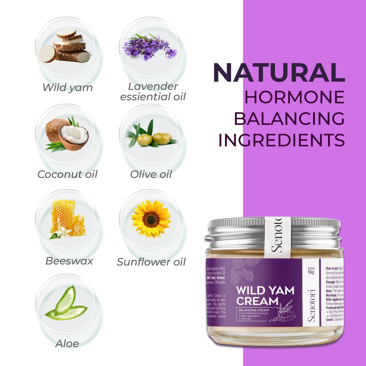 Senotori Lavender Wild Yam Cream – Menopause & PMS Relief